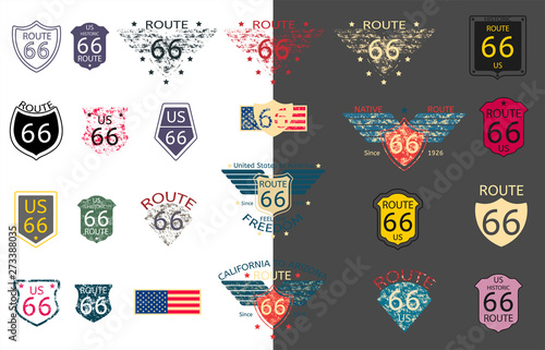 US Historic Route 66 in vector Wallpaper Mural