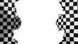 Blasted Checkered flag, against white background, 3d rendering