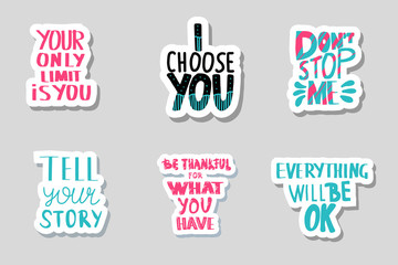 Wall Mural - Set of sticker quotes. Vector text illustration.