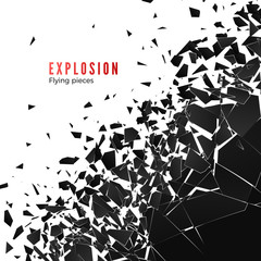 Wall Mural - abstract cloud of pieces and fragments after wall explosion. shatter and destruction effect. vector 