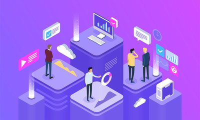 Concept of digital technology. Isometric vector illustration.