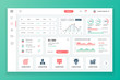 Dashboard admin panel vector design template with infographic elements, chart, diagram, info graphics. Website dashboard for ui and ux design web page. Vector illustration.