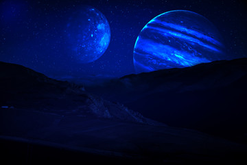 Wall Mural - planet earth, saturn and jupiter in a cosmic cloud - elements of this image furnished by nasa