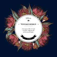 Badge Over Design With Eucalyptus Flower