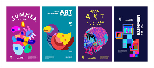  Summer Festival Art and Culture Colorful Illustration Poster. Illustration for Summer, event, website, landing page, promotion, flyer, digital and print.