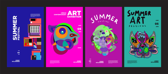 Wall Mural - Summer Festival Art and Culture Colorful Illustration Poster. Illustration for Summer, event, website, landing page, promotion, flyer, digital and print.