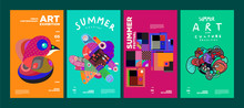 Summer Festival Art And Culture Colorful Illustration Poster. Illustration For Summer, Event, Website, Landing Page, Promotion, Flyer, Digital And Print.