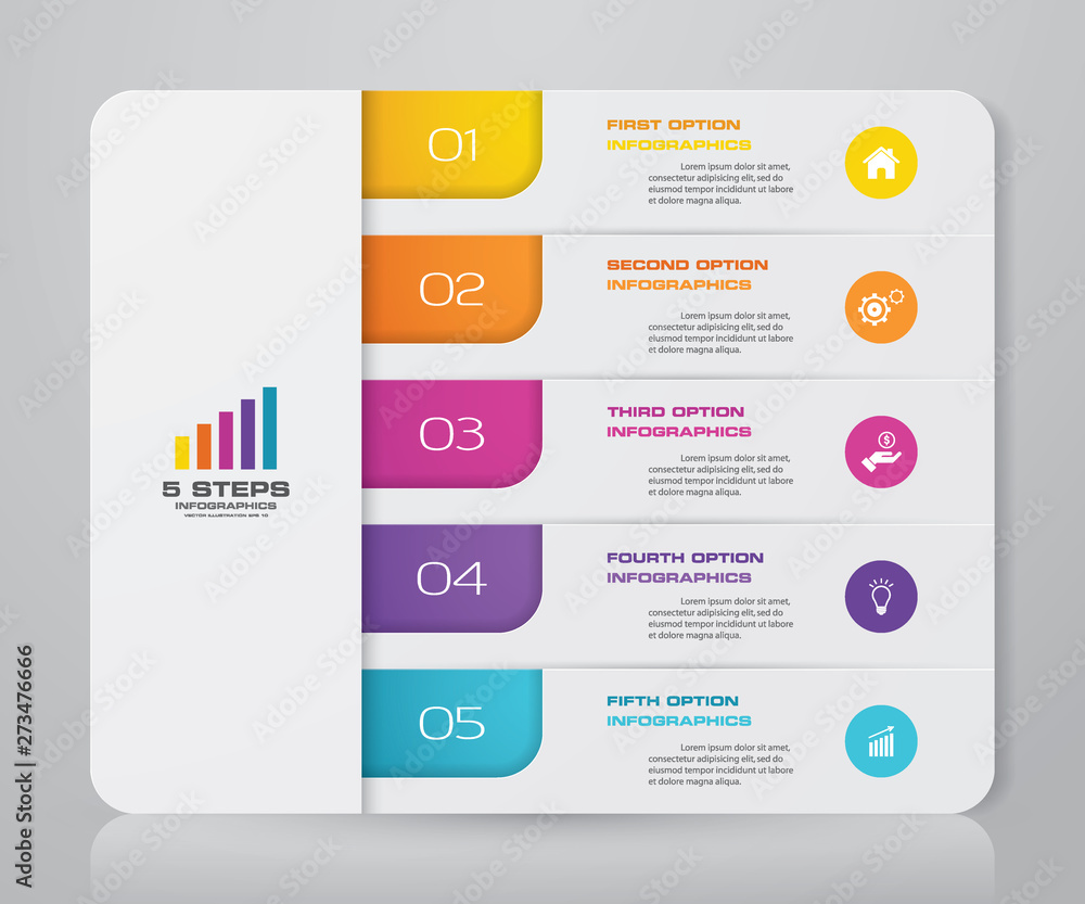 5 steps simple&editable process chart infographics element. EPS 10 ...