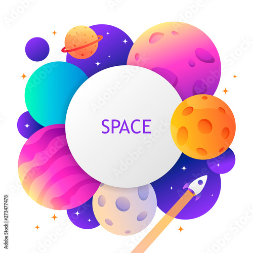 Colorful Space Template For Banner Frame Card Cover Poster