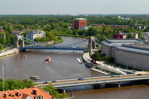 Plakat most Grunwaldzki   wroclaw-widok-z-gory-na-rzeke-i-most-grunwaldzki