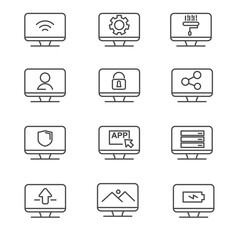 Wall Mural - set of settings and customization on computer with line design