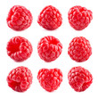 Raspberry isolate. Red berry isolated on white background. Isolated raspberries set