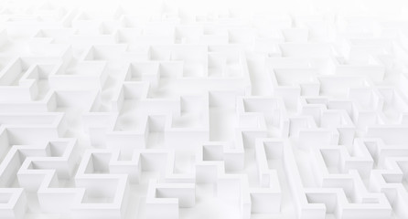 Illustration of a white large maze or labyrinth.3d rendering