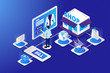 © rizalvector - online shopping isometric creative illustration vector of graphic , people in online shopping isometric illustration vector , vector online shop isometric for website landing page