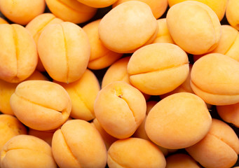 Poster - fresh apricots as background, top view