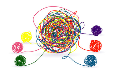 psychotherapy abstract color tangle of mental disorders.
