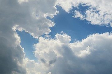 Beautiful cloudscape in blue sky, natural clouds background