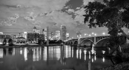 Wall Mural - urban skyline along the river at night