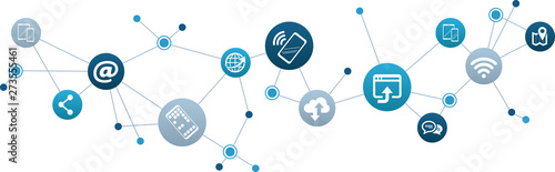 Cuadros en Lienzo mobile communication / social media concept - vector illustration