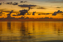 Orange Sunset And Calm Waters In The Florida Keys
