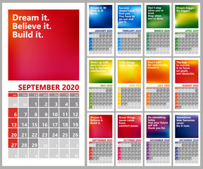 Wall Mural - Creative calendar 2020, rainbow design, week starts sunday