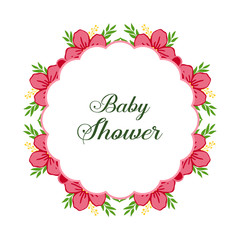  Vector illustration crowd of leaf bouqet frame with poster baby shower