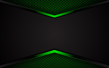 Black and light green abstract background. Tech geometric Line metallic shape with light pattern composition. Blank space on for text and background design