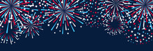 Horizontal Panoramic Banner With Fireworks For Independence Day Design