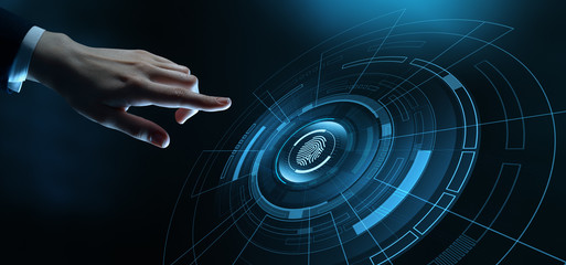 Wall Mural - fingerprint scan business technology safety internet concept