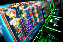 Computer Monitor Of Slot Machines In Casino
