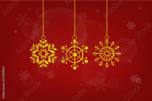 Golden Snowflake Hanging Ceiling On Red Background Buy This