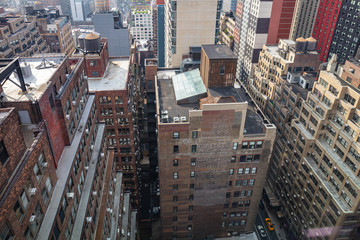 Fototapete - New York, Manhattan. Aerial view of skyscrapers, high angle view