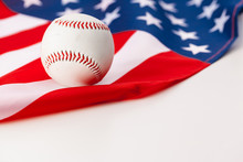 New Baseball Ball On American Flag