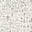 © Nikole - Seamless background of vegetables and spices, hand-drawn illustration in vintage style.