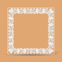 Sticker - carved vintage frame made of paper photo with shadow