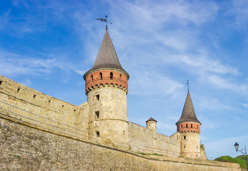 Defense towers and wall of mediaeval fortress, Kamianets-Podilskyi, Ukraine