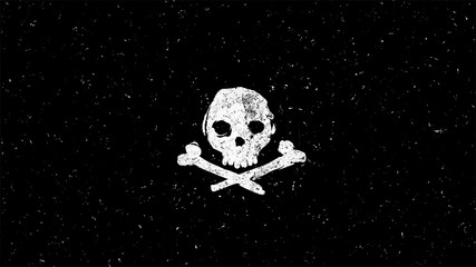 Wall Mural - white skull shape on black