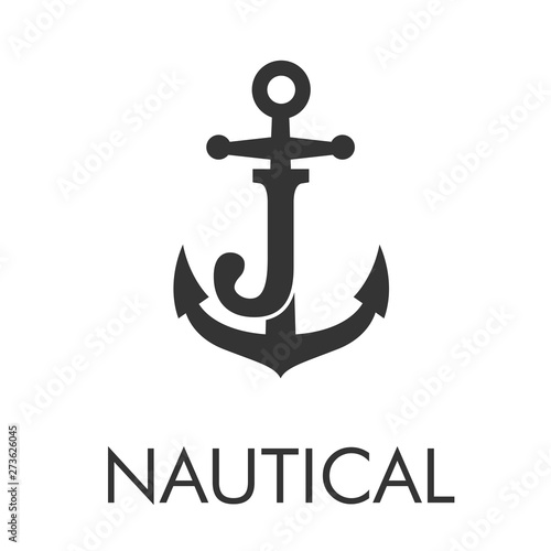 Logotipo Abstracto Con Texto Nautical Con Letra J En Ancla