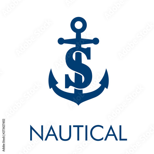Logotipo Abstracto Con Texto Nautical Con Letra S En Ancla