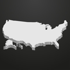 Poster - USA map in gray on a black background 3d