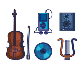 Wall Mural - set of violin and harp instruments with mp4 and cd with stereo