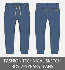 Wall Mural - Fashion technical sketch boy 2-6 years jeans