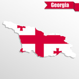 Fototapeta  - Georgia map with flag inside and ribbon