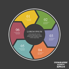 Poster - Circle elements for infographic. Business concept with 6 options, parts, steps or processes