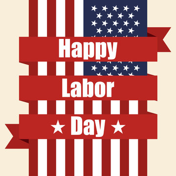 flag of usa to labor day with ribbon. vector illustration
