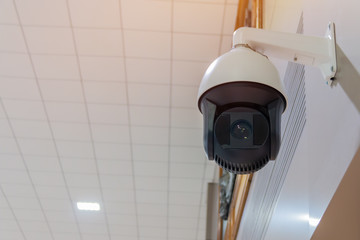 CCTV camera monitoring for security system protection in office. Closed-circuit television also known as video surveillance use of cameras to transmit signal to specific place for observe by network