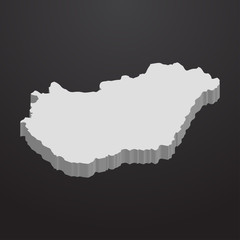 Poster - Hungary map in gray on a black background 3d