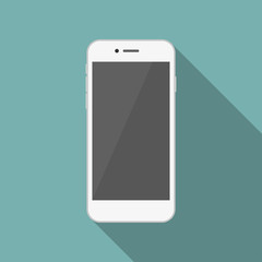 Poster - White smartphone in a flat design with long shadow