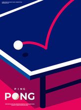 Ping Pong Poster Template. Table And Rackets For Ping-pong. Vector Illustration EPS10