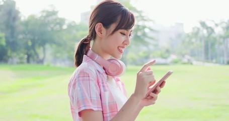 Poster - young asian woman use phone